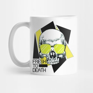 Skull with Sunglasses - Fresh to Death (lime green) Mug